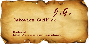 Jakovics Györk névjegykártya